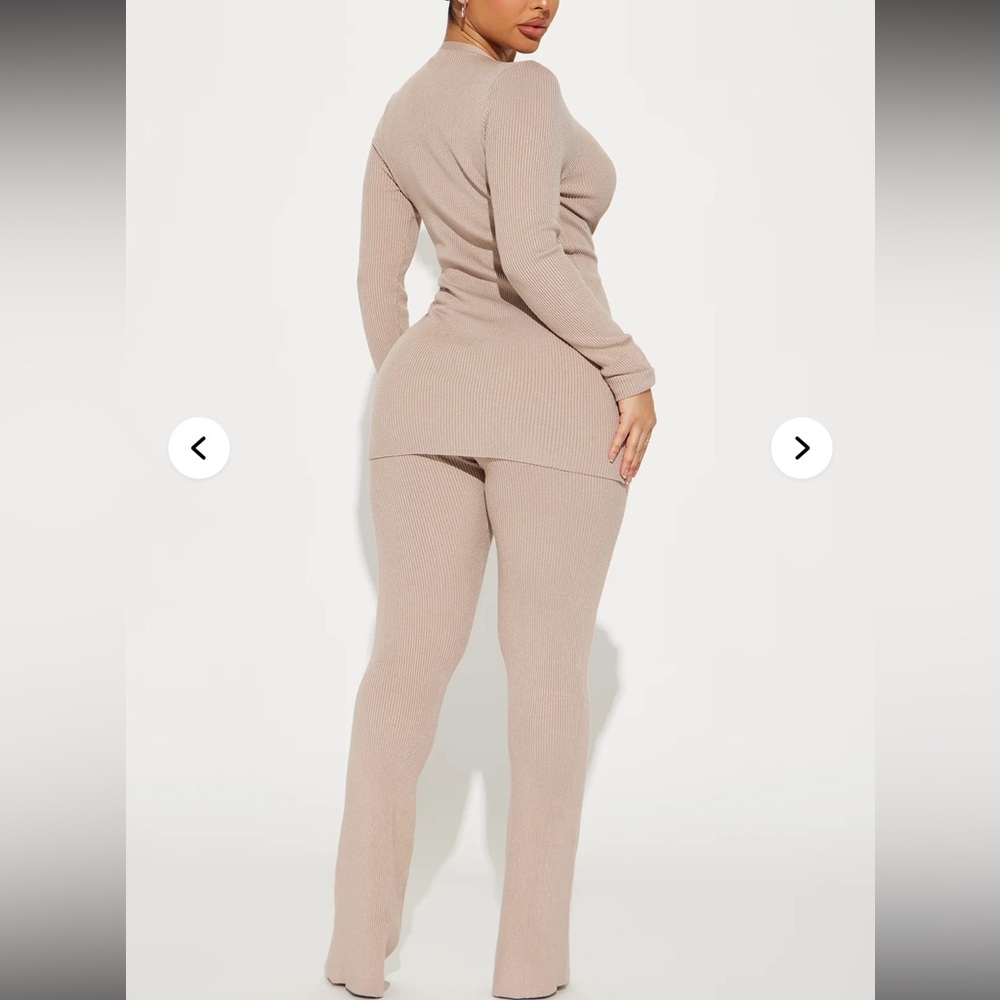 Fashion Nova Ribbed Button-Front Set - Taupe - Picture 3 of 8